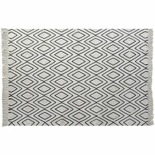 Tapete DKD Home Decor 160 x 250 x 0,7 cm Preto Poliéster Algodão Branco Losangos Boho