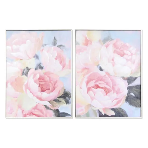 Pintura DKD Home Decor 60 x 3,5 x 80 cm 60 x 3 x 80 cm Bloemen Romântico (2 Unidades)