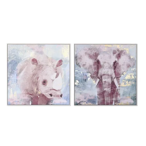 Pintura DKD Home Decor 103 x 4,5 x 103 cm Elefante Moderno (2 Unidades)