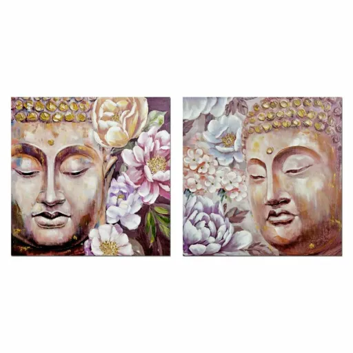 Pintura DKD Home Decor Buda 80 x 3 x 80 cm Oriental (2 Unidades)