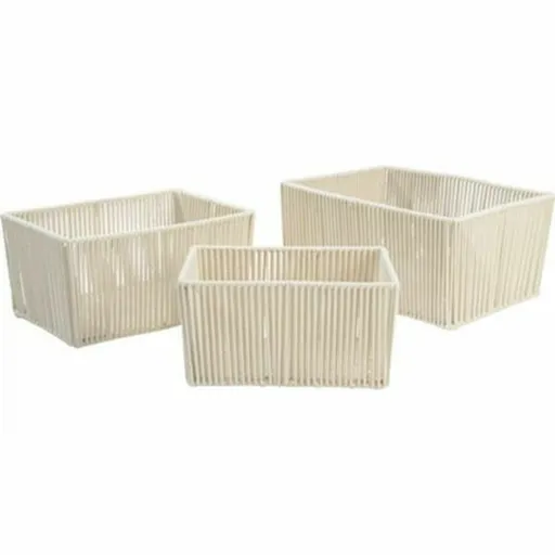 Conjunto de Cestas DKD Home Decor Bege Metal 40 x 30 x 20 cm 3 Peças