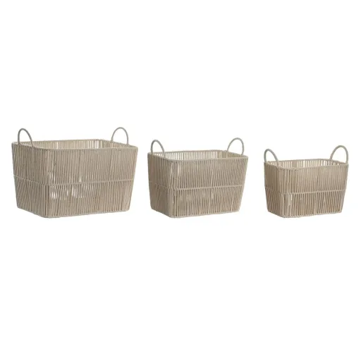 Conjunto de Cestas DKD Home Decor Bege Metal 39 x 29 x 31 cm 3 Peças