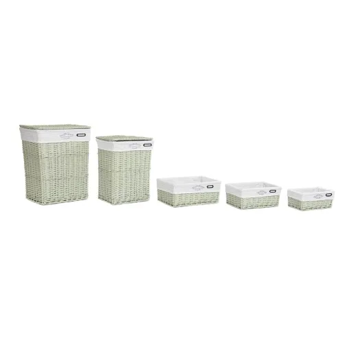 Conjunto de Cestas DKD Home Decor Verde Vime 44 x 34 x 56 cm 5 Peças