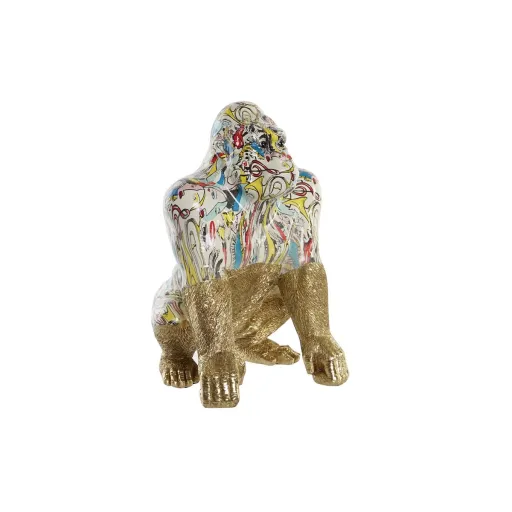 Figura Decorativa DKD Home Decor 28,5 x 26,5 x 41 cm Dourado Multicolor Gorila