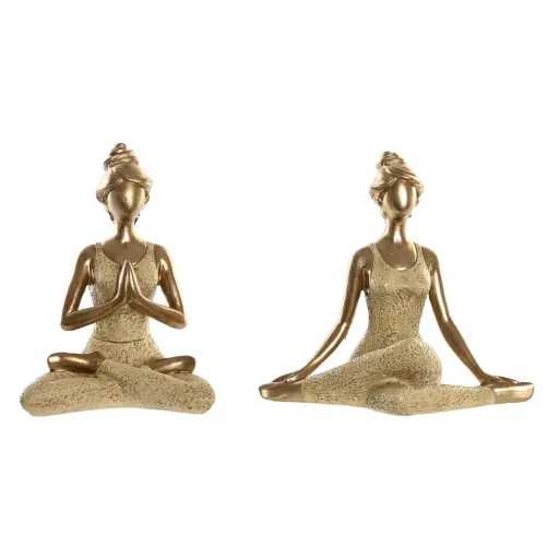 Figura Decorativa DKD Home Decor Dourado Yoga 19,5 x 11,5 x 18 cm (2 Unidades)