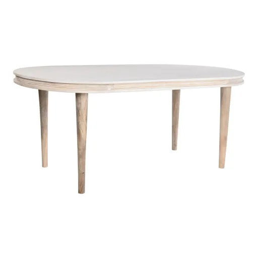 Mesa de Jantar DKD Home Decor Branco Dourado Latão Madeira de Mangueira 180 x 90 x 76 cm