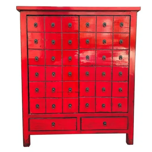 Cómoda DKD Home Decor Vermelho Madeira de Olmo Oriental Lacado 102 x 42 x 120 cm