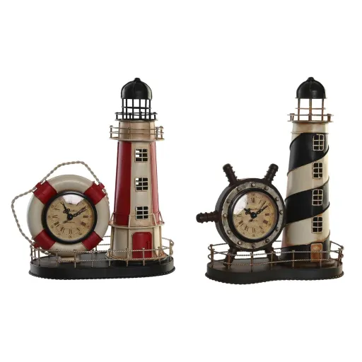 Tafelklok DKD Home Decor 25.5 x 14 x 32.5 cm Vermelho Preto Metal Vintage Farol (2 Unidades)