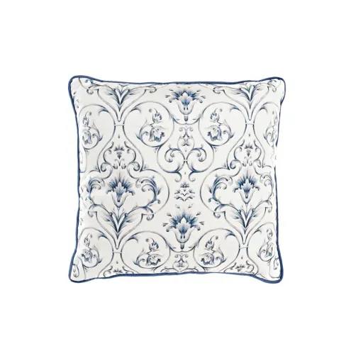 Almofada DKD Home Decor Azul Branco Quadrado Bloemen Neoclássico 45 x 10 x 45 cm