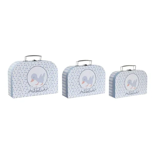 Jogo de Caixas Decorativas DKD Home Decor 28 x 9,5 x 20 cm Azul Metal Multicolor Cartão