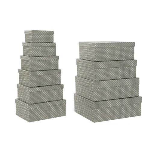 Conjunto de Caixas de Organização Empilháveis DKD Home Decor Toupeiras Cinzento Branco Cartão (43,5 x 33,5 x 15,5 cm)