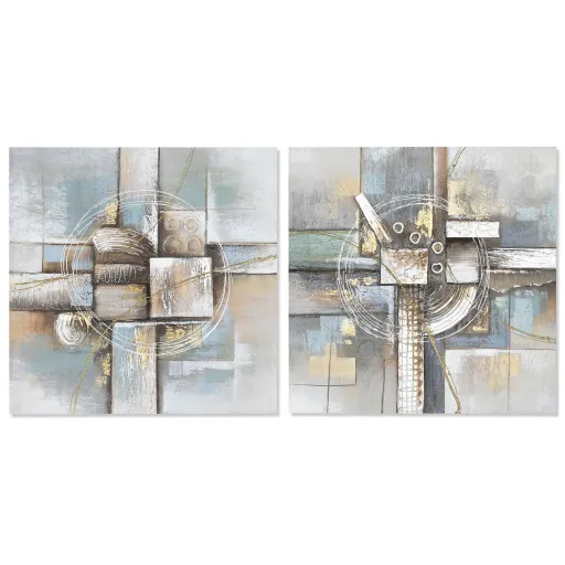 Pintura DKD Home Decor Abstrato 80 x 3 x 80 cm Moderno (2 Unidades)