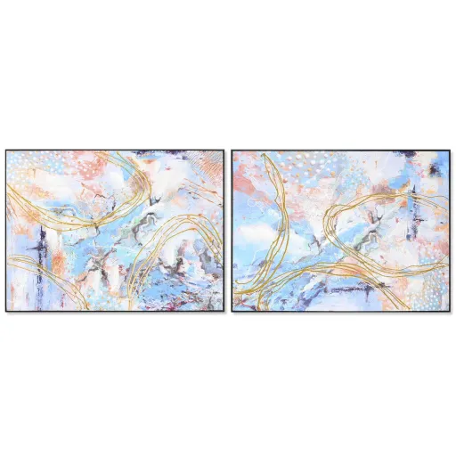 Pintura DKD Home Decor 122 x 4,5 x 92 cm Abstrato Moderno (2 Unidades)