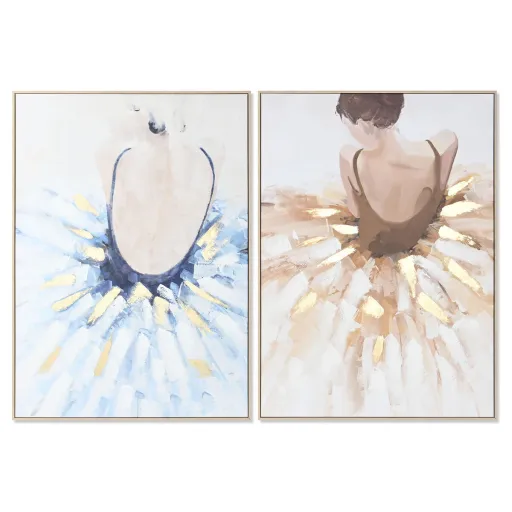 Pintura DKD Home Decor 100 x 4 x 140 cm Bailarina Ballet Romântico (2 Unidades)