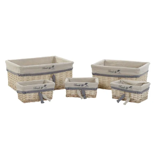 Conjunto de Cestas DKD Home Decor 48 x 38 x 13 cm Poliéster Espirais (5 Unidades)