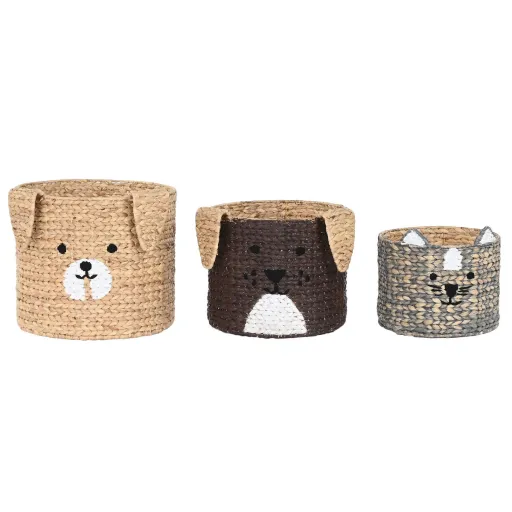 Conjunto de Cestas DKD Home Decor 40 x 40 x 37 cm Animais