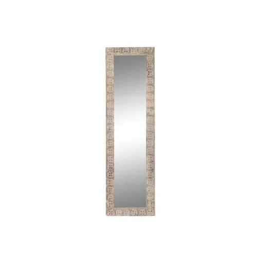 Espelho de Parede DKD Home Decor 44 x 3 x 150 cm Cristal Castanho Branco Madeira de Mangueira Índio Madeira MDF Decapé