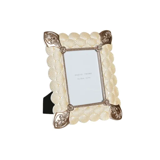 Moldura de Fotos DKD Home Decor 22,8 x 2,6 x 28,6 cm Cristal Cobre Branco Resina Romântico