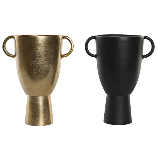 Vaso DKD Home Decor 23 x 16 x 29 cm Preto Dourado Alumínio Moderno (2 Unidades)