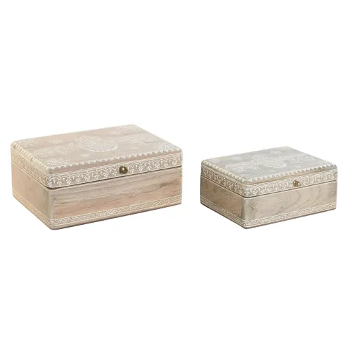 Guarda-Joias DKD Home Decor 25,5 x 20 x 10,5 cm Natural Madeira de Mangueira (2 Unidades)