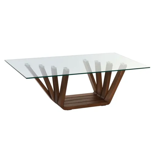 Mesa de Centro DKD Home Decor Cristal Nogueira Alumínio 130 x 70 x 42 cm