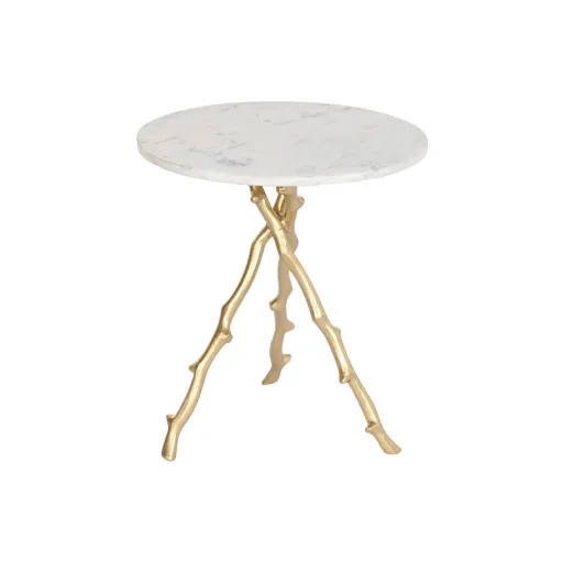 Mesa de Apoio DKD Home Decor Dourado Branco Mármore Ferro 45 x 45 x 50 cm