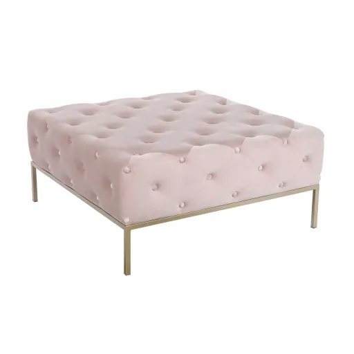 Banqueta DKD Home Decor Cor de Rosa Dourado Metal 100 x 100 x 45 cm