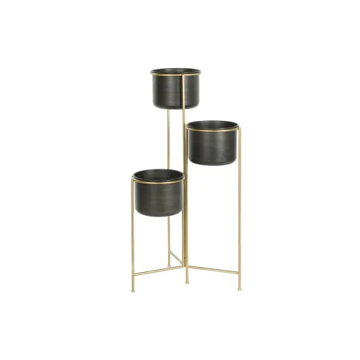 Plantador DKD Home Decor 30 x 21 x 80 cm Preto Dourado Metal