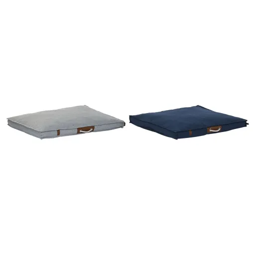 Cama para Cães DKD Home Decor 88 x 68 x 10 cm Azul Marinho Cinzento Claro 2 Unidades