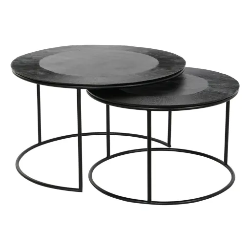 Conjunto de 2 Mesas DKD Home Decor Preto Metal Alumínio 76 x 76 x 44 cm