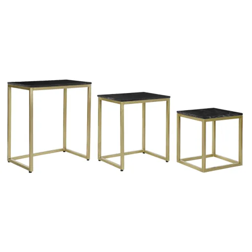 Jogo de 3 Mesas DKD Home Decor Preto Dourado 50 x 35 x 60 cm