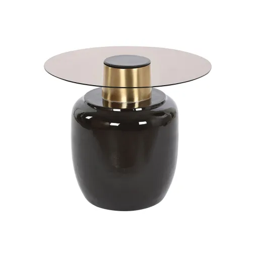 Mesa de Apoio DKD Home Decor Preto Dourado Metal Cristal 59 x 59 x 46 cm