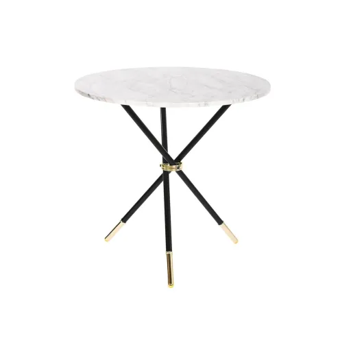 Mesa de Apoio DKD Home Decor Branco Preto Dourado Metal Madeira MDF 80 x 80 x 76 cm