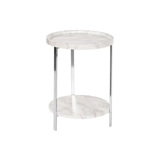 Mesa de Apoio DKD Home Decor Branco Prateado Metal Madeira MDF 40 x 40 x 53 cm