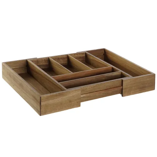 Organizador de Talheres DKD Home Decor Natural Acácia 35 x 30 x 7 cm