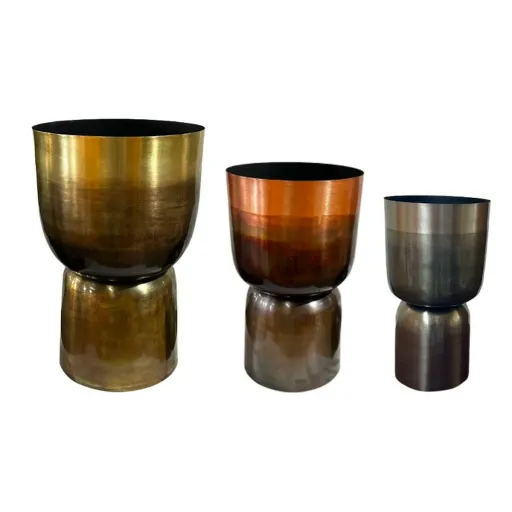 Conjunto de Vasos Home ESPRIT Cinzento Cobre Dourado Metal 40 x 40 x 62 cm