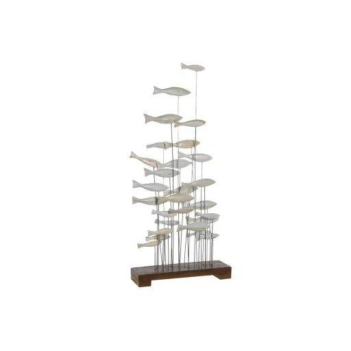 Figura Decorativa Home ESPRIT Branco Castanho Espirais 45 x 15 x 100 cm