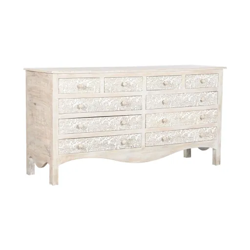 Cómoda Home ESPRIT Branco Natural Madeira de Mangueira Madeira MDF 145 x 41 x 75 cm