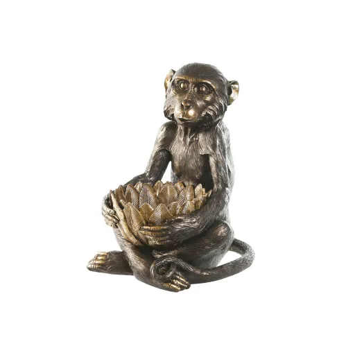 Figura Decorativa Home ESPRIT Dourado Catanho Escuro Macaco 40 x 37 x 50 cm