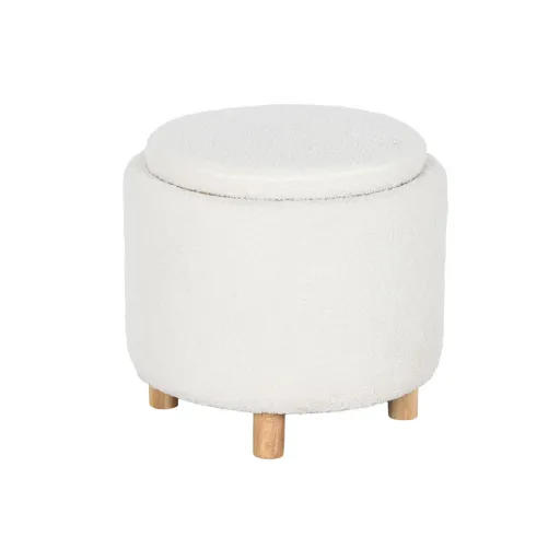 Banqueta Home ESPRIT Branco Poliéster Madeira da Borracha Madeira MDF 48 x 48 x 43 cm