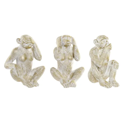 Figura Decorativa Home ESPRIT Dourado Macaco Tropical 21 x 17 x 25 cm (3 Unidades)