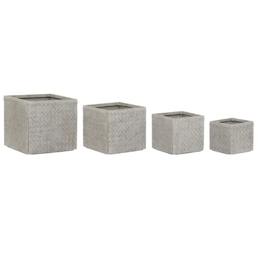 Conjunto de Vasos Home ESPRIT Bege Fibra de Vidro Magnésio 44,5 x 44,5 x 42,5 cm (4 Unidades)