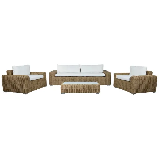 Conjunto de Sofá e Mesa Home ESPRIT Cristal Rotim Sintético 248 x 85 x 80 cm