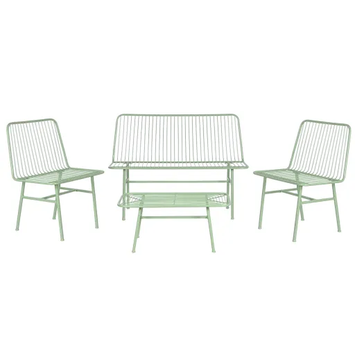 Conjunto de Mesa com 3 Poltronas Home ESPRIT Menta Metal 115 x 53 x 83 cm