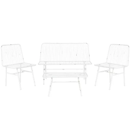 Conjunto de Mesa com 3 Poltronas Home ESPRIT Branco Metal 115 x 53 x 83 cm