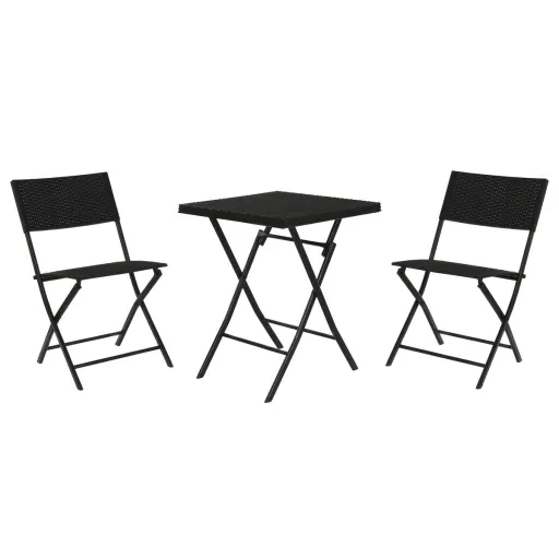 Conjunto de Mesa com 2 Cadeiras Home ESPRIT Preto Aço Rotim Sintético 58 x 58 x 71,5 cm