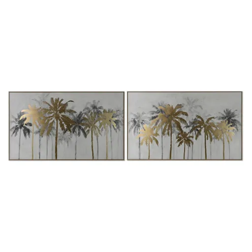 Pintura Home ESPRIT Palmeiras Tropical 150 x 4 x 90 cm (2 Unidades)