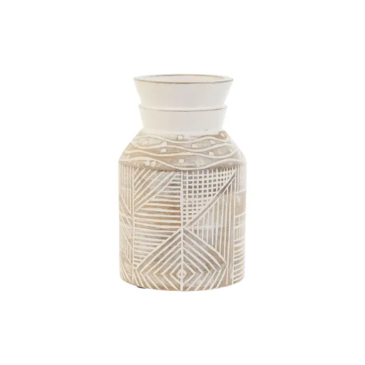 Vaso Home ESPRIT Branco Natural Madeira de Mangueira Colonial 15 x 15 x 38 cm