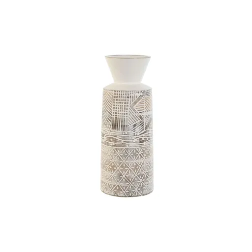 Vaso Home ESPRIT Branco Natural Madeira de Mangueira Colonial 15 x 15 x 22,5 cm