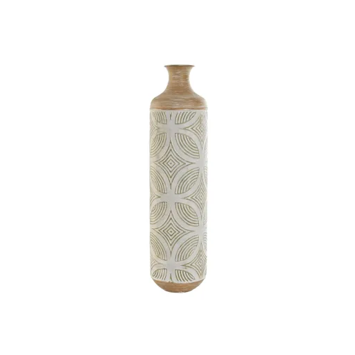 Vaso Home ESPRIT Verde Bege Natural Metal Tropical 18 x 18 x 66 cm